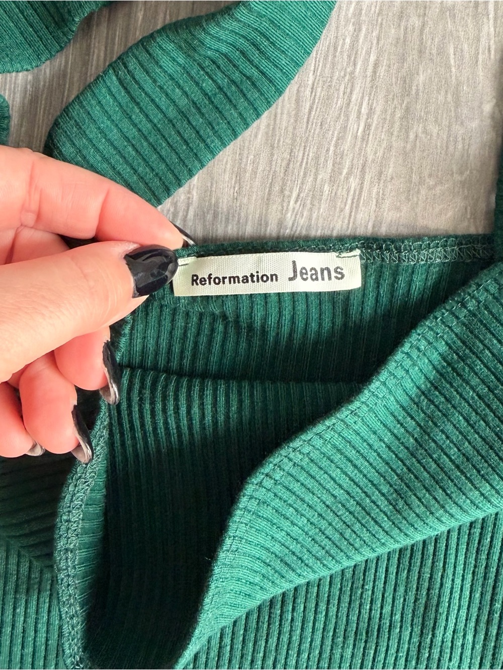 Reformation Forest Green Ribbed Tank Top - Picture 2 of 4